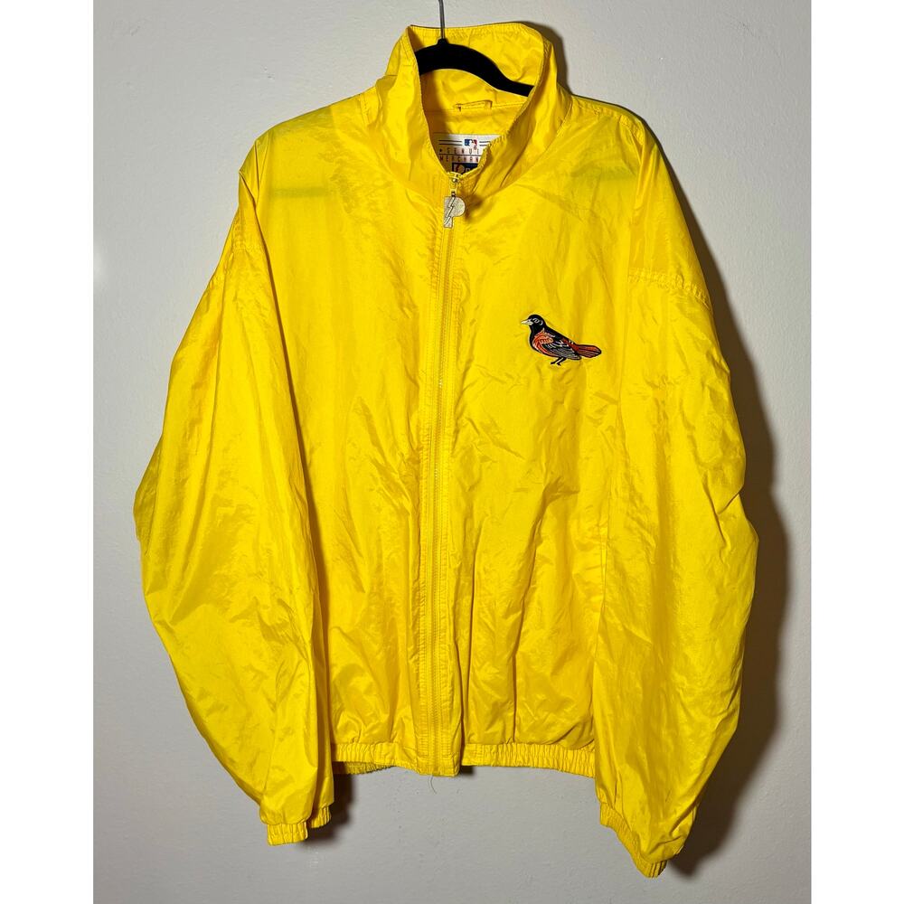 Vintage 90s Baltimore Orioles Yellow Full Zip Windbreaker MLB Pro Player Sz XXL